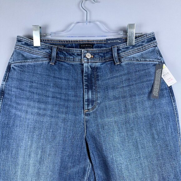 NWT Talbots Wide Leg Crop Jeans Womens Size 14WP High Waist Medium Wash Blue - Picture 3 of 13